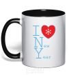 Mug with a colored handle I LOVE NEW YEAR black фото