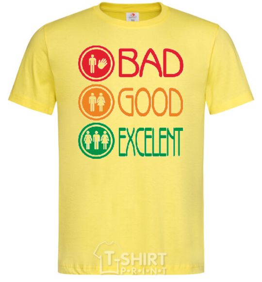 Men's T-Shirt BAD GOOD EXCELENT cornsilk фото