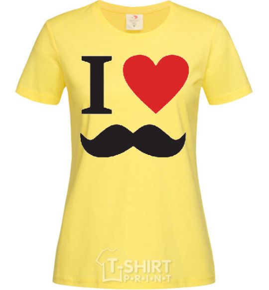 Женская футболка I LOVE MUSTACHE Лимонный фото