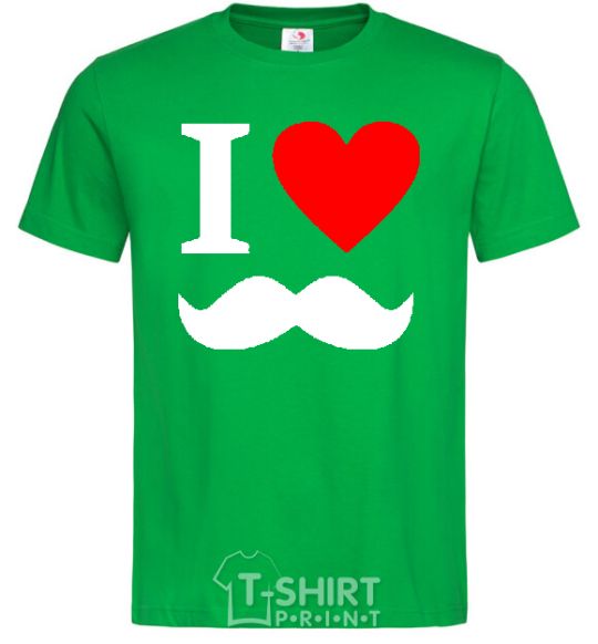 Мужская футболка I LOVE MUSTACHE Зеленый фото