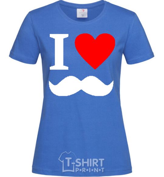 Женская футболка I LOVE MUSTACHE Ярко-синий фото