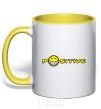 Mug with a colored handle POSITIVE yellow фото
