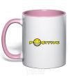 Mug with a colored handle POSITIVE light-pink фото