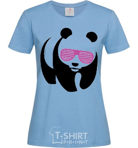 Women's T-shirt PINK PANDA sky-blue фото