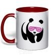 Mug with a colored handle PINK PANDA red фото