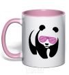 Mug with a colored handle PINK PANDA light-pink фото