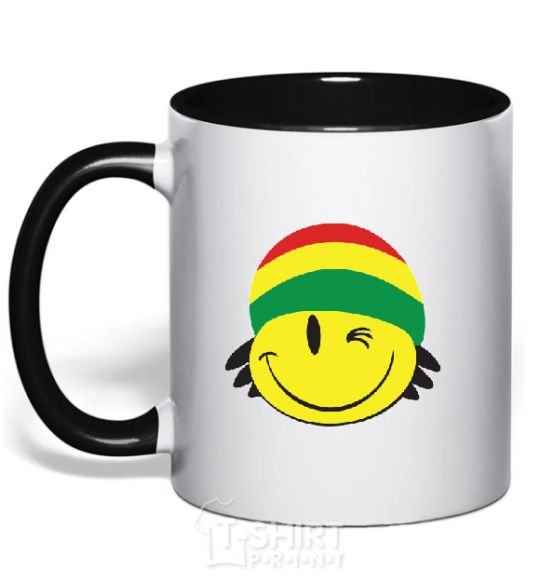 Mug with a colored handle RASTA SMAIL black фото