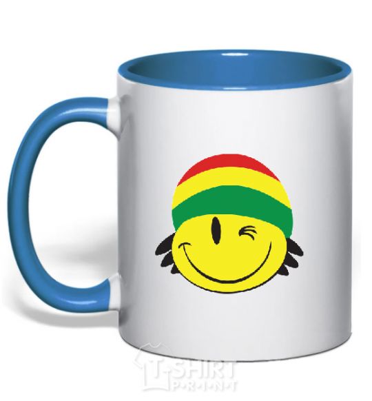 Mug with a colored handle RASTA SMAIL royal-blue фото