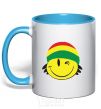 Mug with a colored handle RASTA SMAIL sky-blue фото