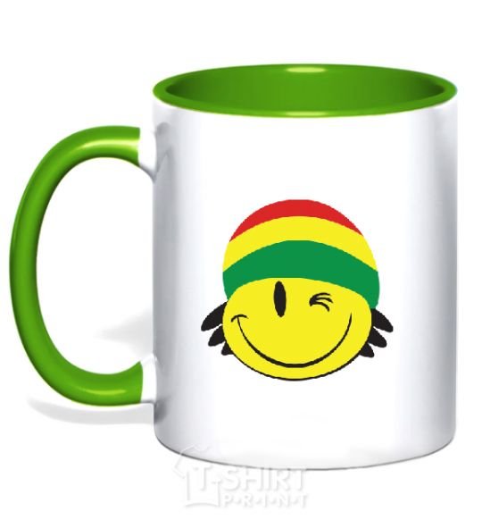 Mug with a colored handle RASTA SMAIL kelly-green фото