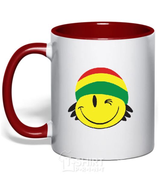 Mug with a colored handle RASTA SMAIL red фото