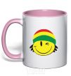 Mug with a colored handle RASTA SMAIL light-pink фото