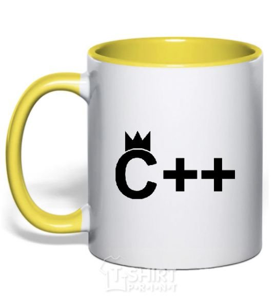 Mug with a colored handle С++ yellow фото