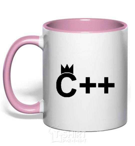 Mug with a colored handle С++ light-pink фото