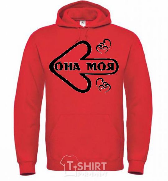 Men`s hoodie SHE'S MY bright-red фото