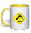 Mug with a colored handle CHALLENGE yellow фото