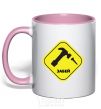 Mug with a colored handle CHALLENGE light-pink фото