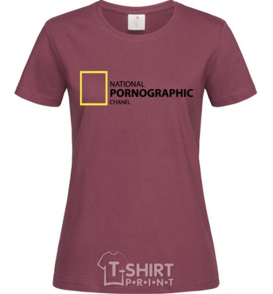 Женская футболка NATIONAL PORNOGRAPHIC CHANAL Бордовый фото