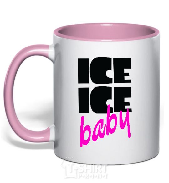 Mug with a colored handle ICE ICE BABY light-pink фото