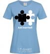 Women's T-shirt JUST MARRIED PUZZLE sky-blue фото