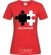 Women's T-shirt JUST MARRIED PUZZLE red фото