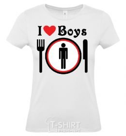 Women's T-shirt I LOVE BOYS White фото