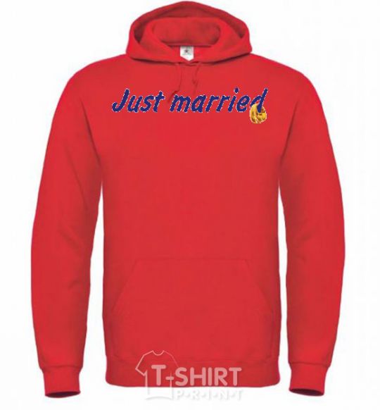 Men`s hoodie JUST MARRIED VIOLET bright-red фото