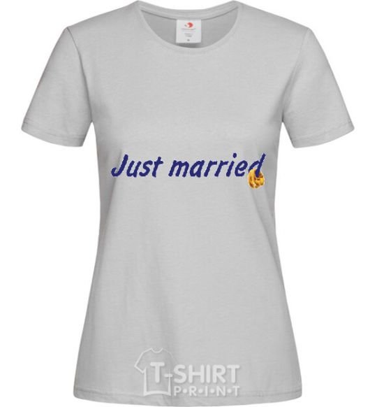 Women's T-shirt JUST MARRIED VIOLET grey фото