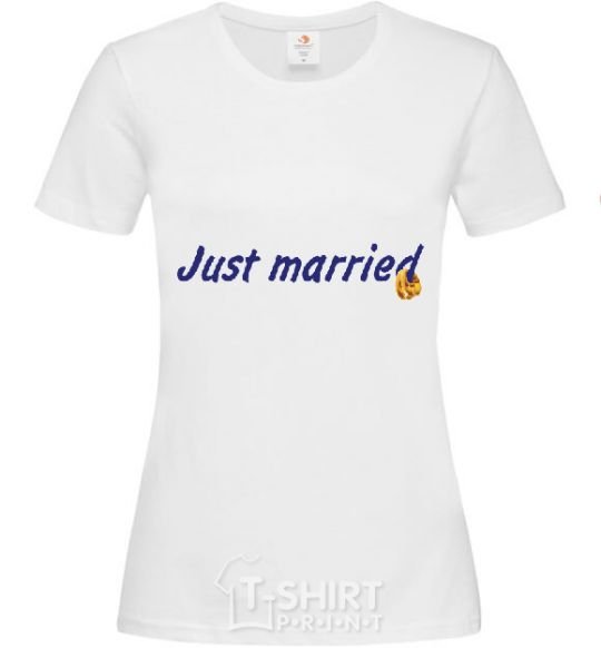 Women's T-shirt JUST MARRIED VIOLET White фото