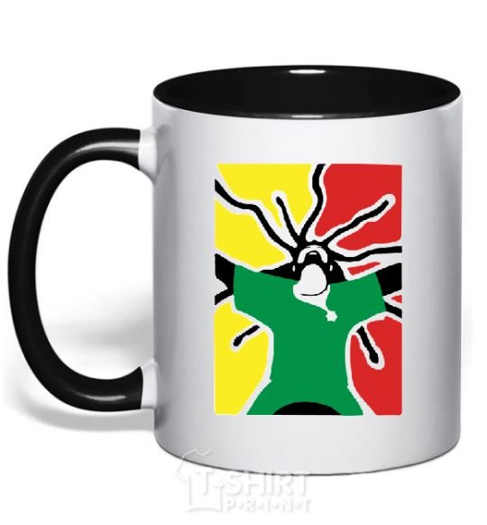 Mug with a colored handle RASTAMAN black фото