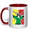 Mug with a colored handle RASTAMAN red фото