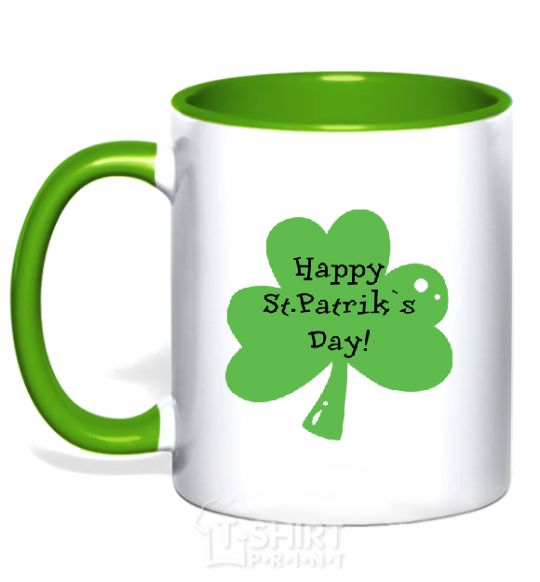 Mug with a colored handle HAPPY ST. PATRIKS DAY kelly-green фото