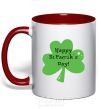 Mug with a colored handle HAPPY ST. PATRIKS DAY red фото