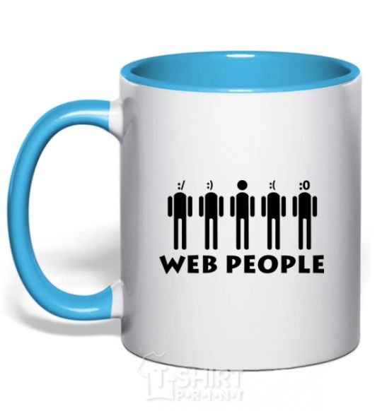 Mug with a colored handle WEB PEOPLE sky-blue фото