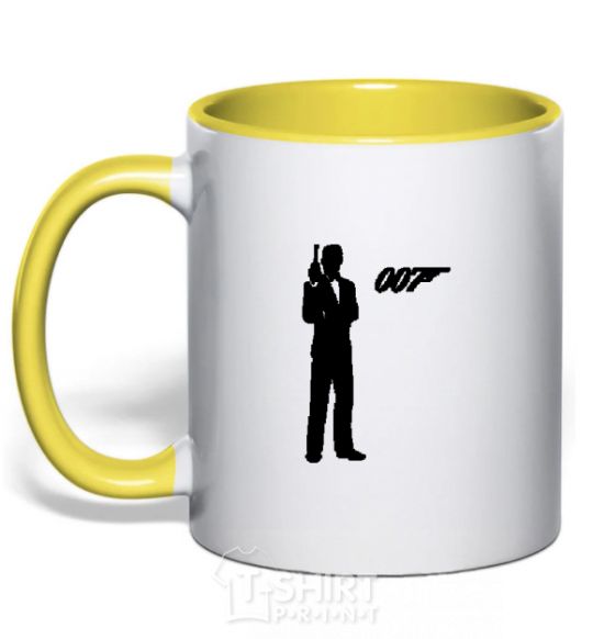 Mug with a colored handle JAMES BOND yellow фото