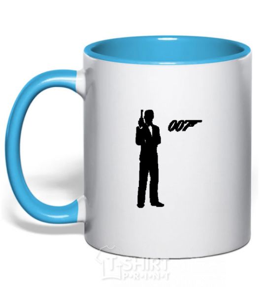 Mug with a colored handle JAMES BOND sky-blue фото