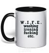 Mug with a colored handle W.I.F.E. black фото