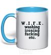 Mug with a colored handle W.I.F.E. sky-blue фото