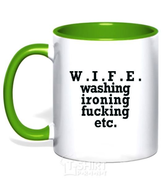 Mug with a colored handle W.I.F.E. kelly-green фото