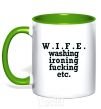 Mug with a colored handle W.I.F.E. kelly-green фото