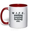 Mug with a colored handle W.I.F.E. red фото