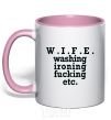 Mug with a colored handle W.I.F.E. light-pink фото