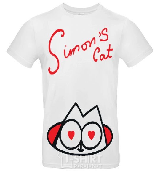 Men's T-Shirt SIMON'S CAT inscription White фото