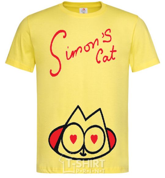 Men's T-Shirt SIMON'S CAT inscription cornsilk фото