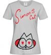 Women's T-shirt SIMON'S CAT inscription grey фото