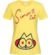 Women's T-shirt SIMON'S CAT inscription cornsilk фото