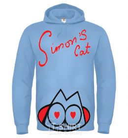 Men`s hoodie SIMON'S CAT inscription sky-blue фото