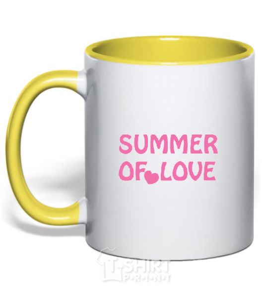 Mug with a colored handle SUMMER OF LOVE yellow фото