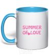 Mug with a colored handle SUMMER OF LOVE sky-blue фото