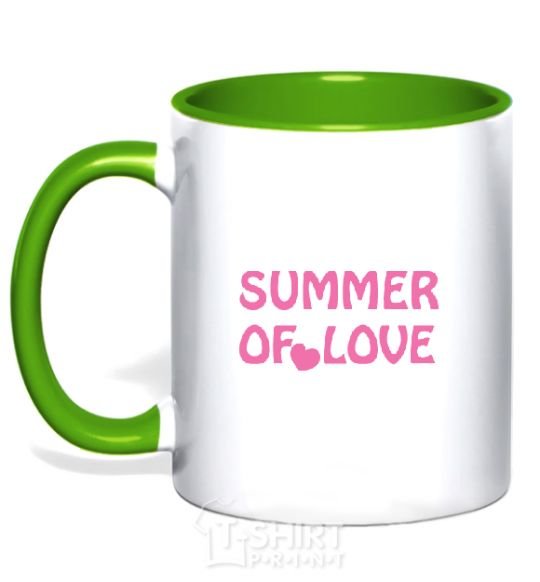 Mug with a colored handle SUMMER OF LOVE kelly-green фото